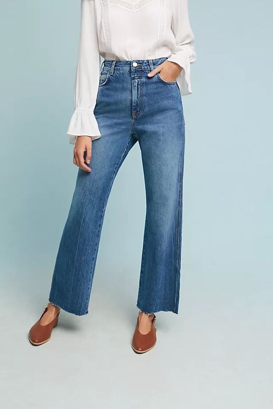CLOSED Kathy Jeans 26 High Rise Wide Leg Cropped Denim Anthro
